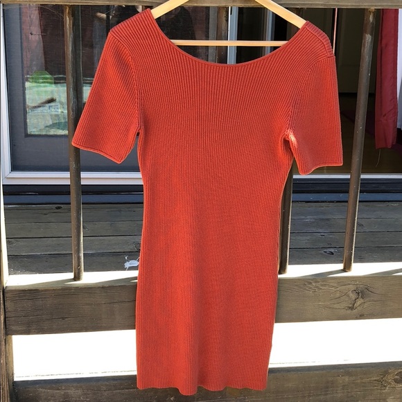 Burnt Orange Ribbed Dress - Picture 1 of 4